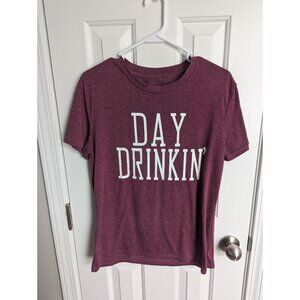 DAY DRINKIN' t shirt short sleeve pink maroon womens winery brewery
